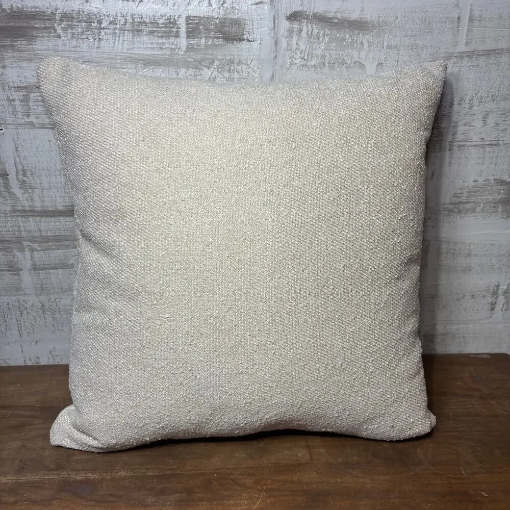 Off White Textured Square Throw Pillow